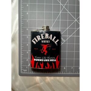 Fireball Whisky 7oz Flask "Tastes Like Heaven Burns Like Hell" Stainless Steel